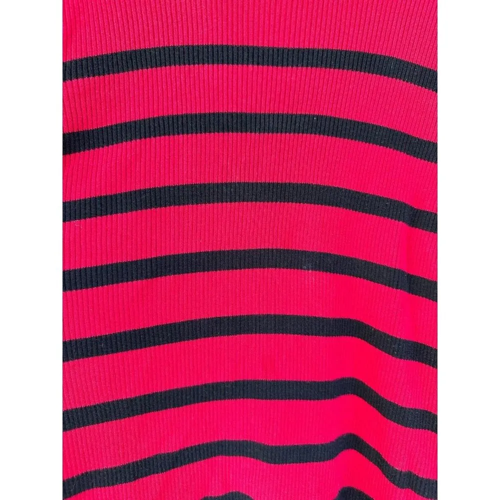 Lauren Ralph Lauren Sweater Womens XL Turtleneck Striped Cotton Red Black - Image 5