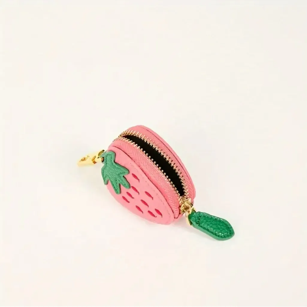 Strawberry Bag Charm Coin Purse Keychain Pink - Image 7