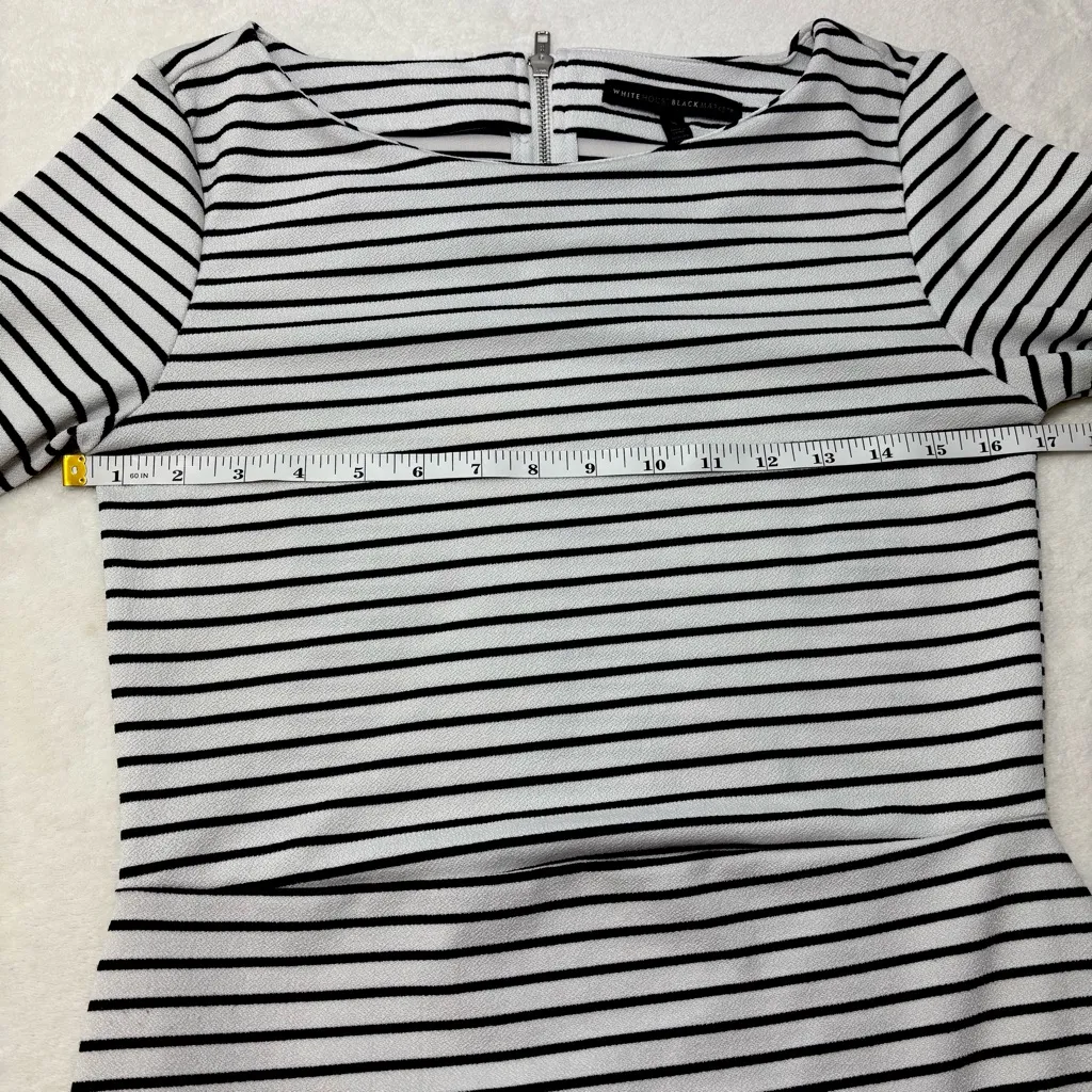 White House Black Market‎ Women 1/4 Zip Striped 3/4 Sleeve Blouse White Size S - Image 8