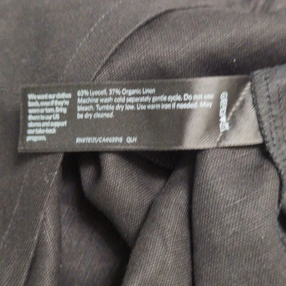 NWT Eileen Fisher Black Short Sleeve V Neck Casual Jumpsuit Linen Size L - Image 9