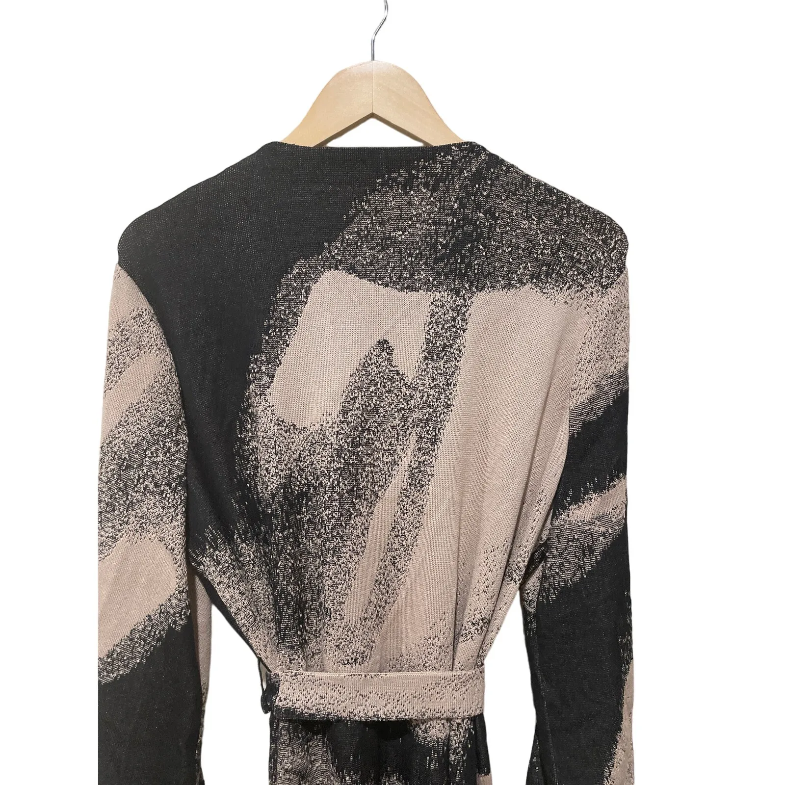 Ming Wang Abstract Jacquard Longline Belted Knit Jacket Size‎ XL - Image 13