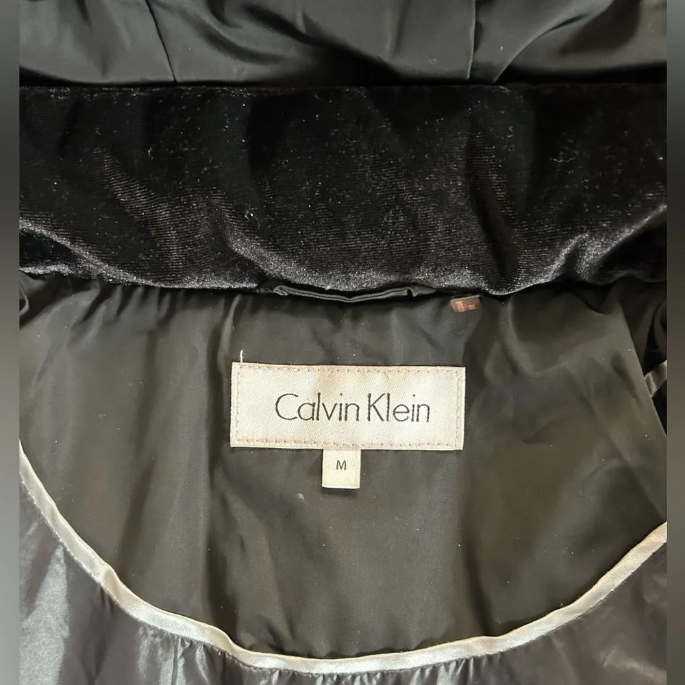 Calvin Klein Black Velvet-Trim Puffer size Medium - Image 6