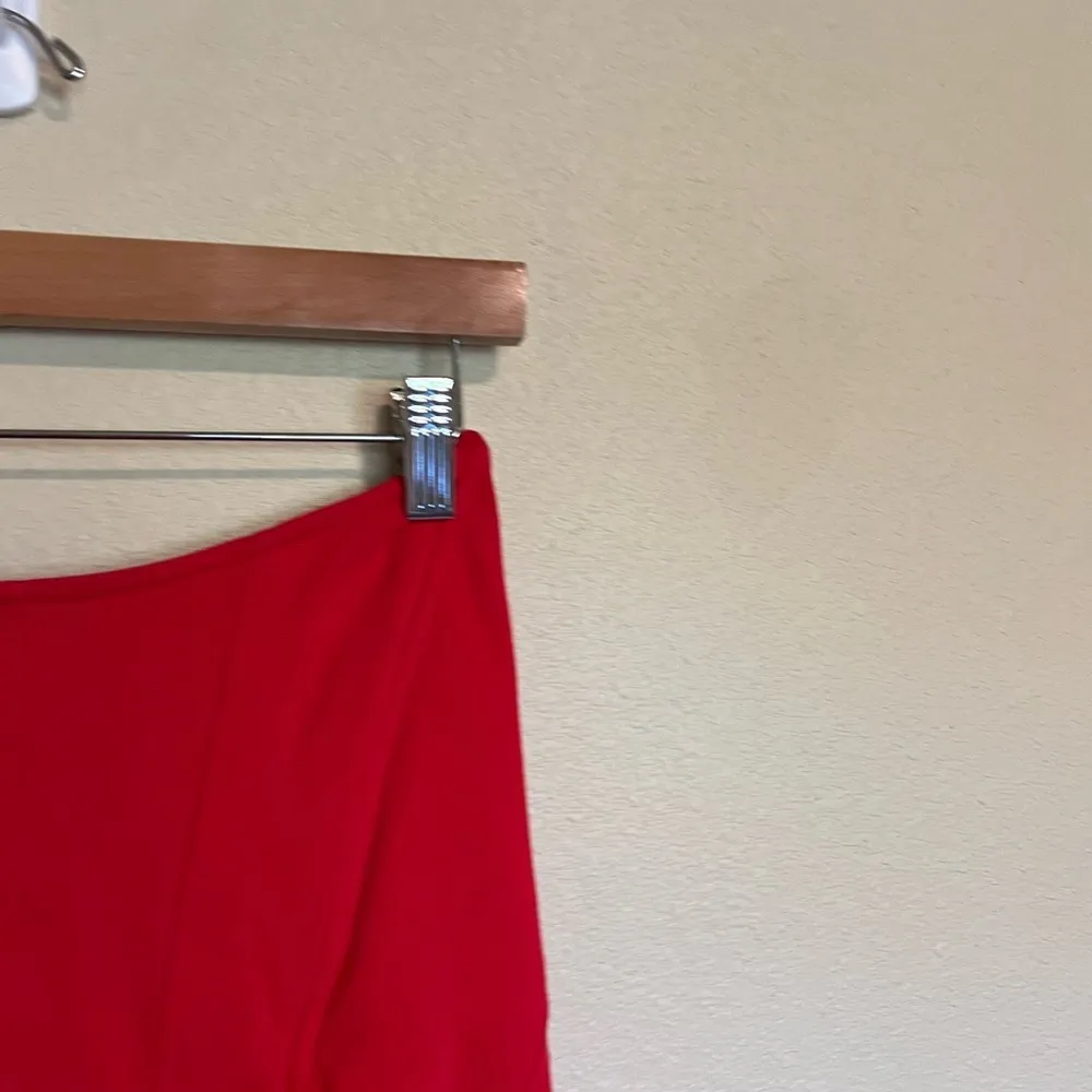 By Anthropologie Red Cropped Corset Strapless Seamed Top L - Image 9