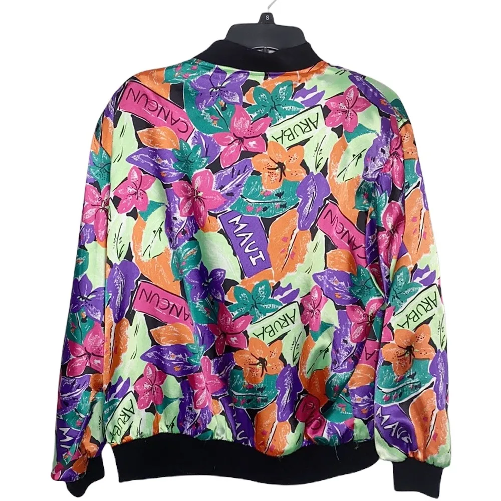 Vintage Stefano Worldwide colorful satin resort bomber jacket size M Size M - Image 30