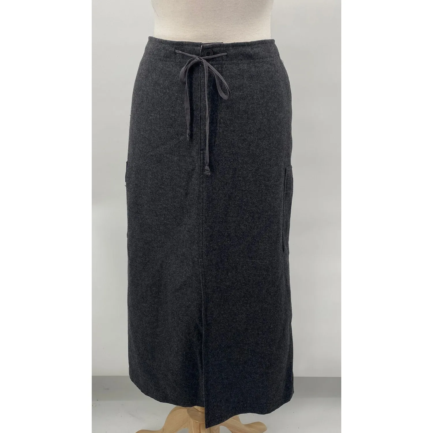 Vintage Eddie Bauer Wool Cargo Skirt Cinched Waist Maxi Gray Petite Womens 12P - Image 3