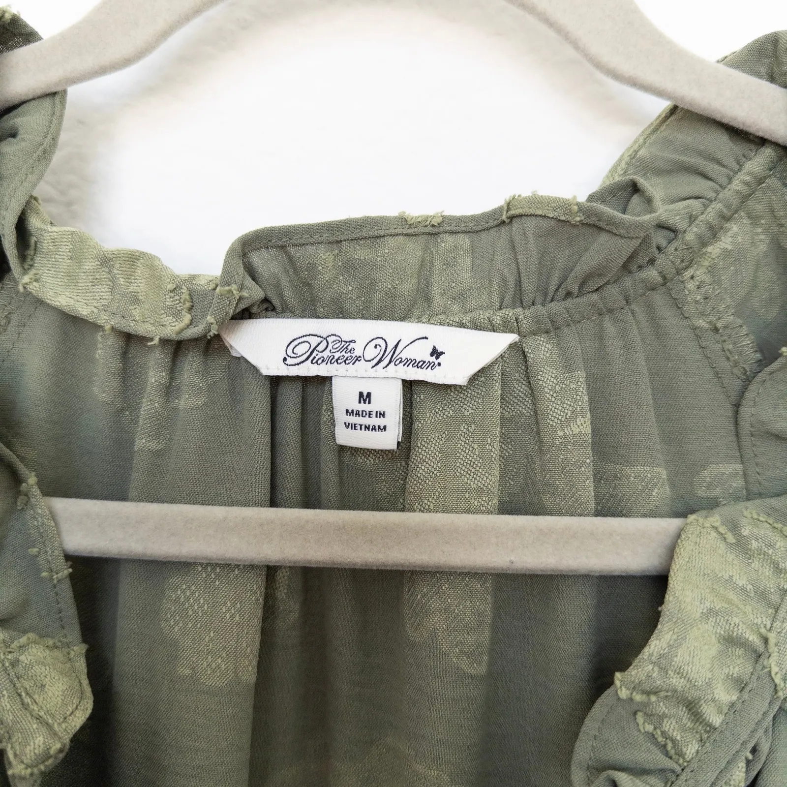 The Pioneer Womens Dress Size M Green Floral Tiered Midi Boho‎ Cottage Prairie Size M - Image 4