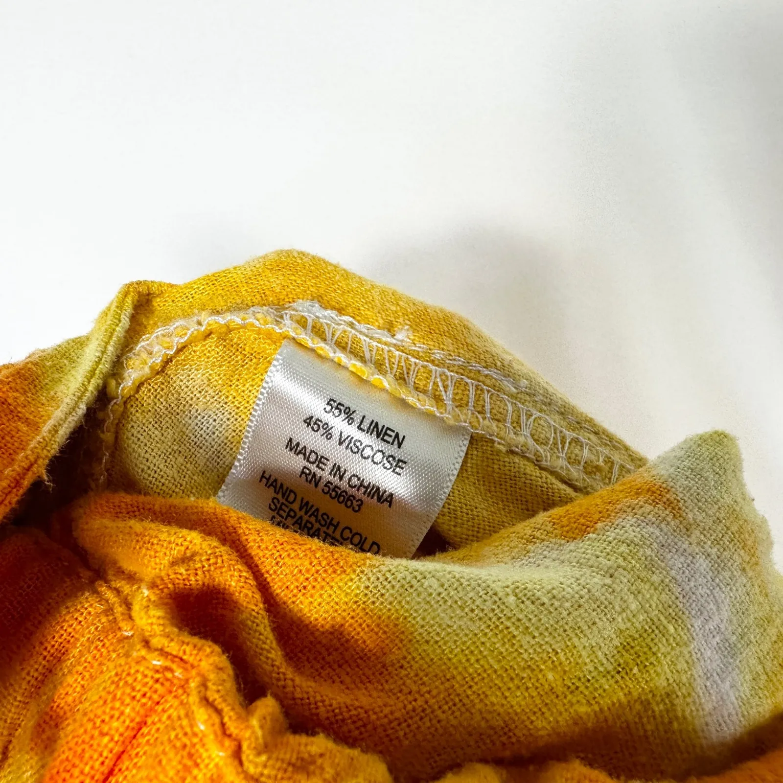 Cynthia Medium Linen Pants Handmade Tie Dye Yellow Orange Lounge Palazzo‎ 1592 - Image 13