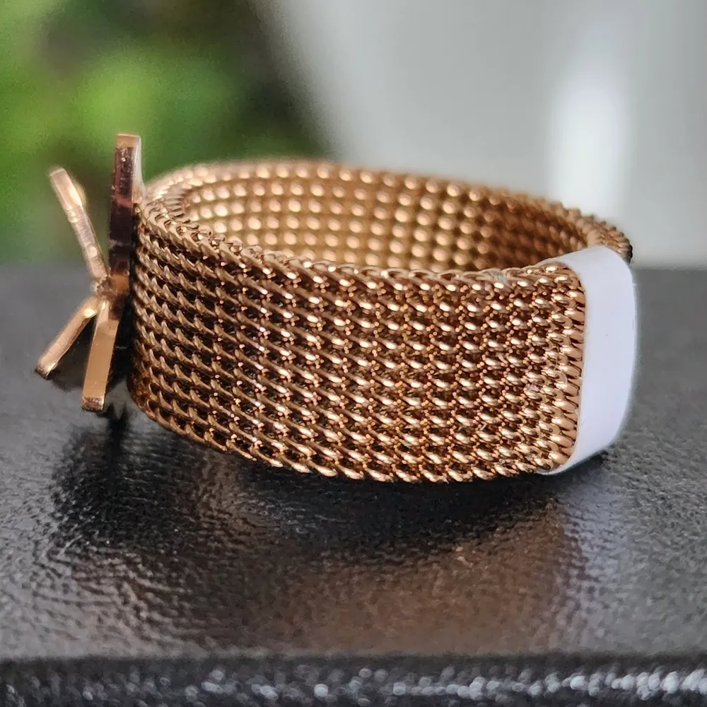 Gold Filled Mesh Ring with Shimmer Butterfly - Image 5