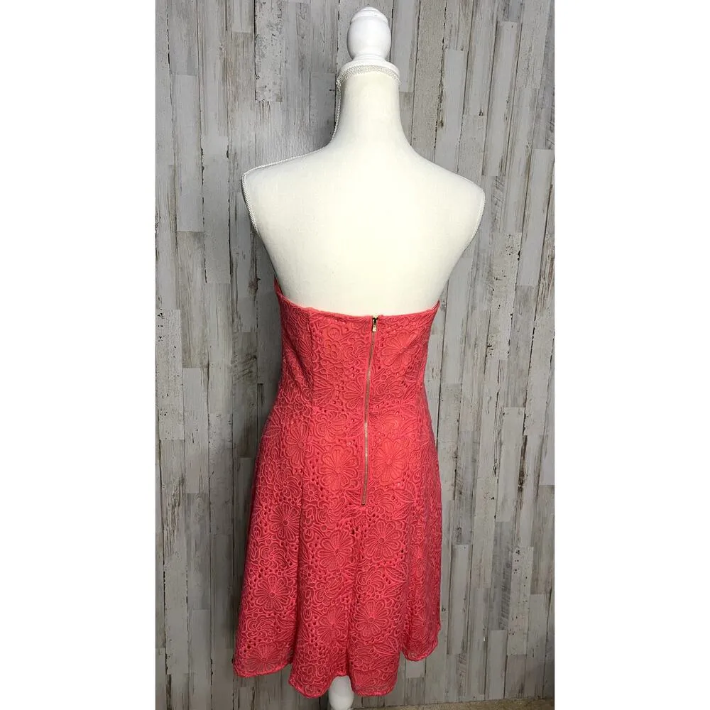 Lilly Pulitzer‎ Women's Pink Strapless Lace A-Line Dress Size 4 - Image 4