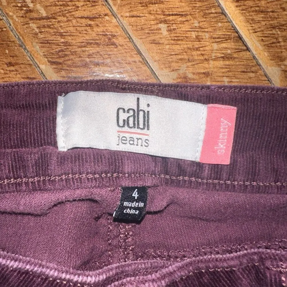 CAbi burgundy ankle skinny corduroy colorful size 4 jeans - Image 3