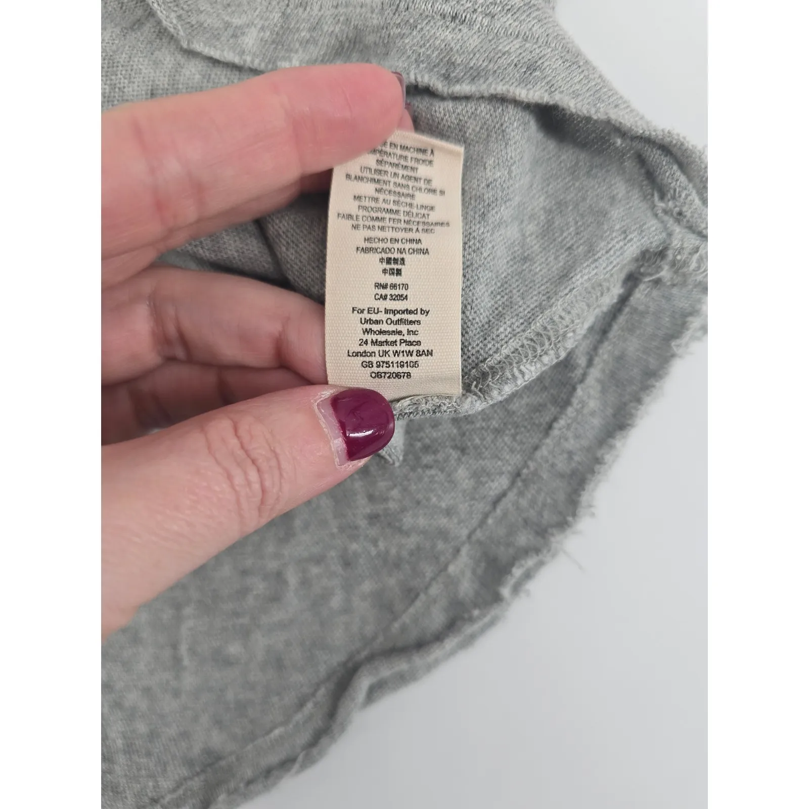 We The Free By Free People Grey Long Sleeve Striped Sleeve Henley Crop Top XS - Image 6