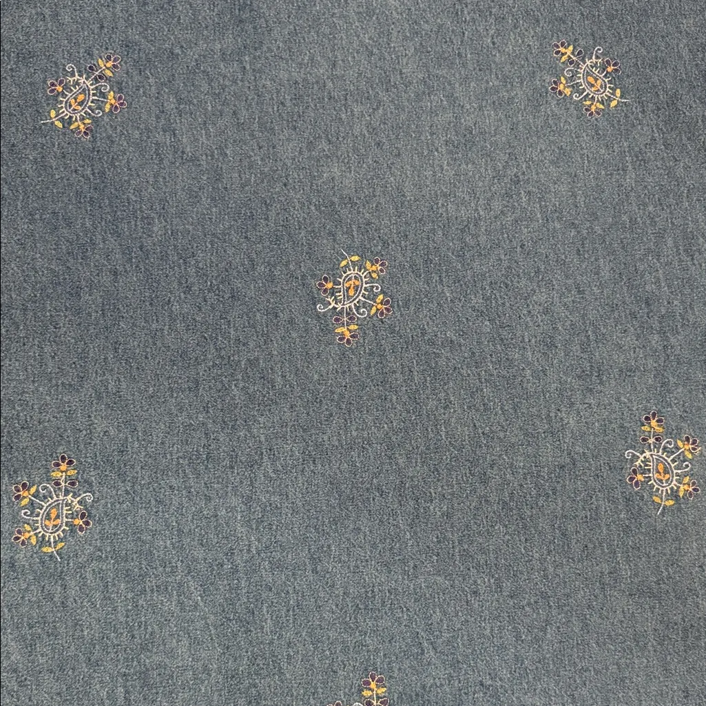 Vintage Denim Dress Maxi Floral Button Side EUC Blue Size L - Image 10