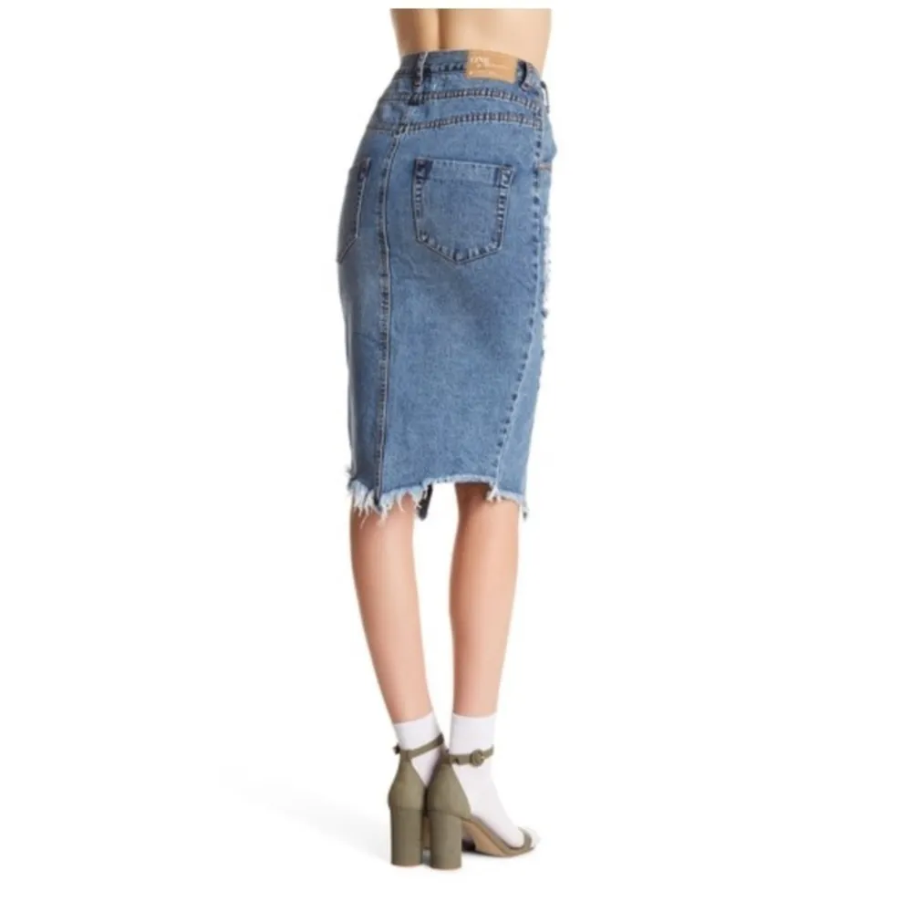One Teaspoon  High Waist Distressed Denim Skirt - Image 4