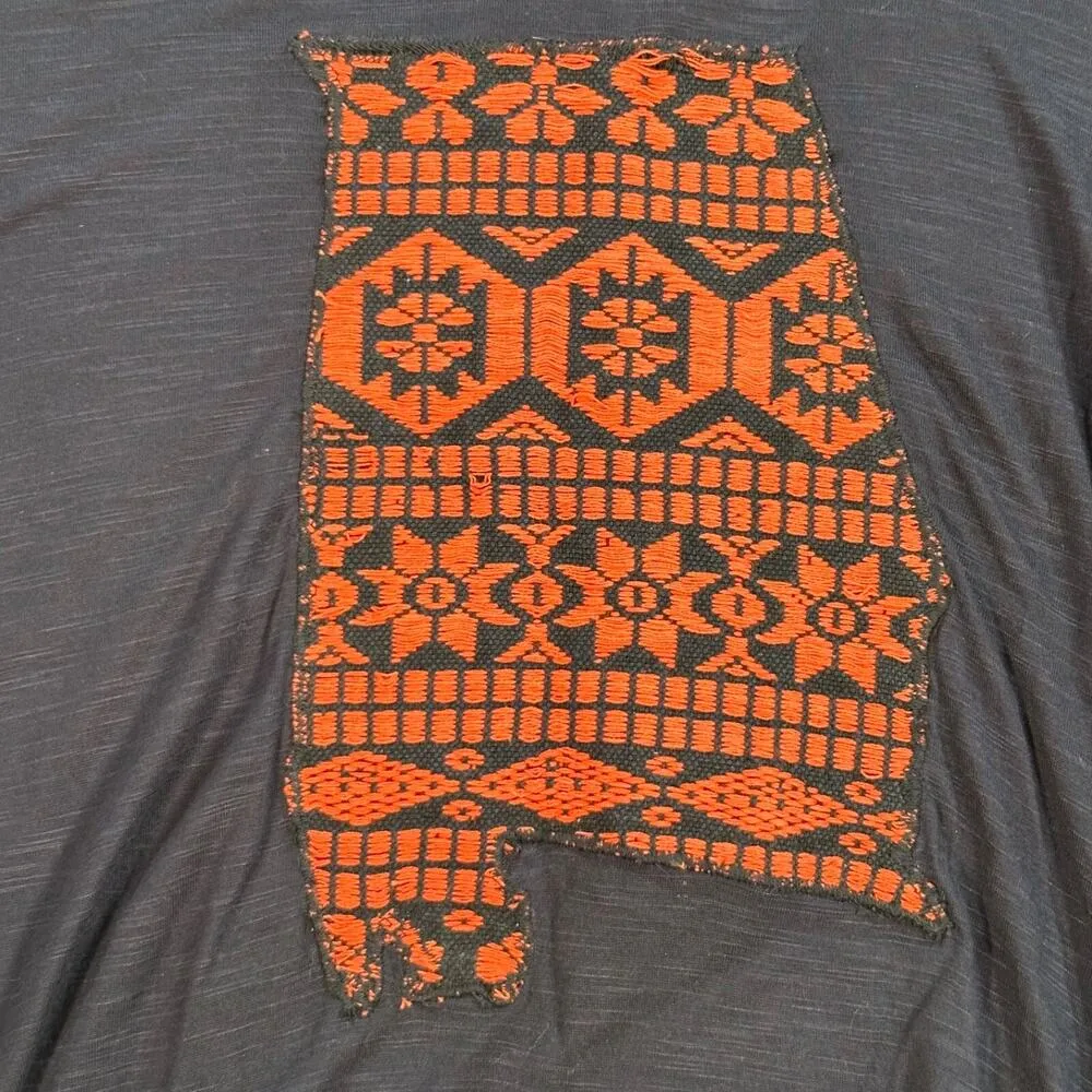 Judith March Embroidered Alabama Tunic Top Women's Medium Navy Blue Short Sleeve - Image 4