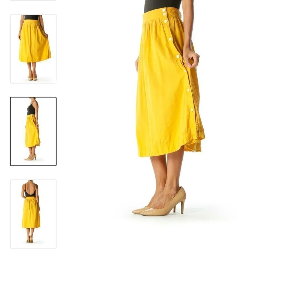 GAP Embroidered Pintuck Pleated Poplin Midi‎ Skirt 2 With pockets C26 - Image 4