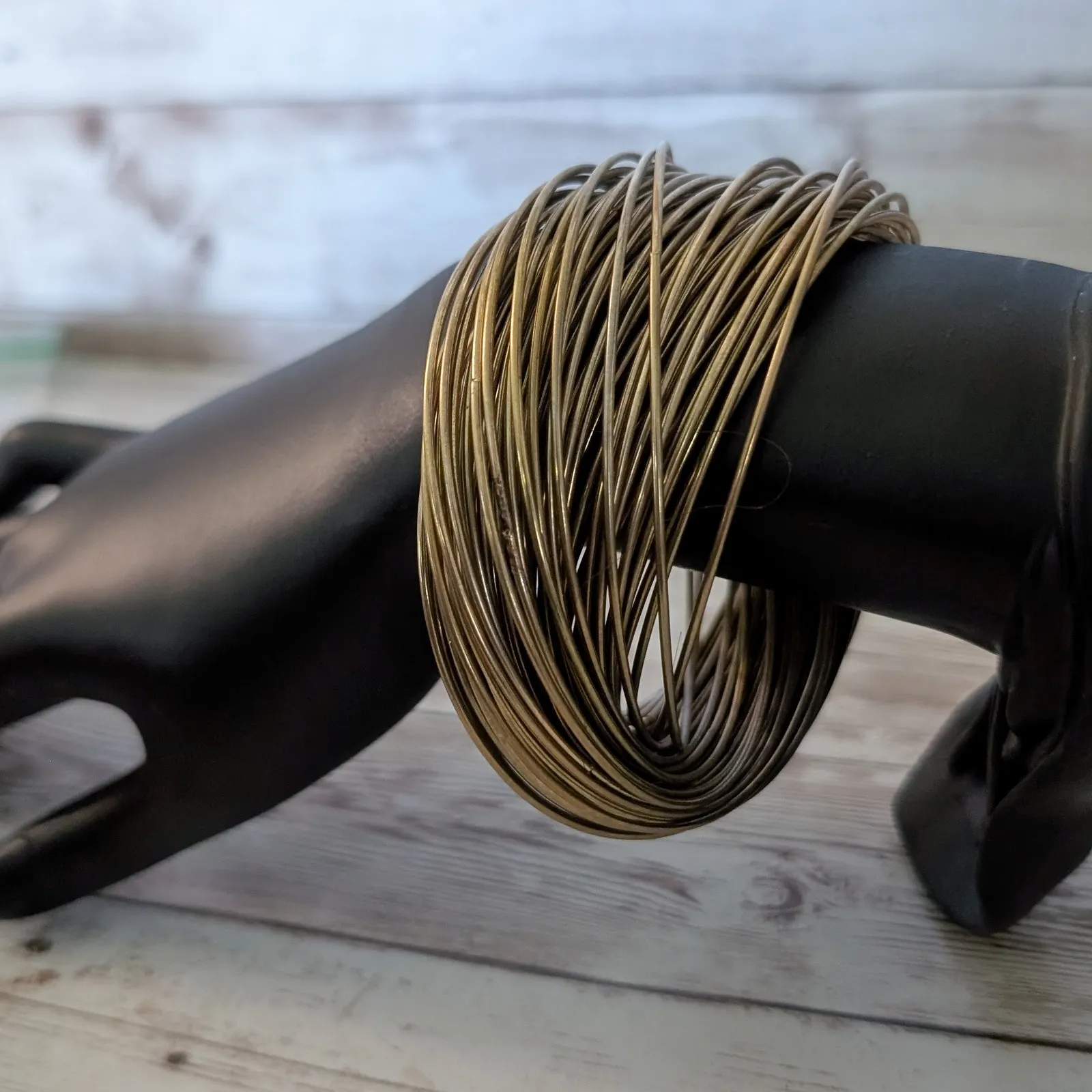 Vintage Bracelet Antique Gold Tone/Brass Tone Interlocking Statement - Image 3