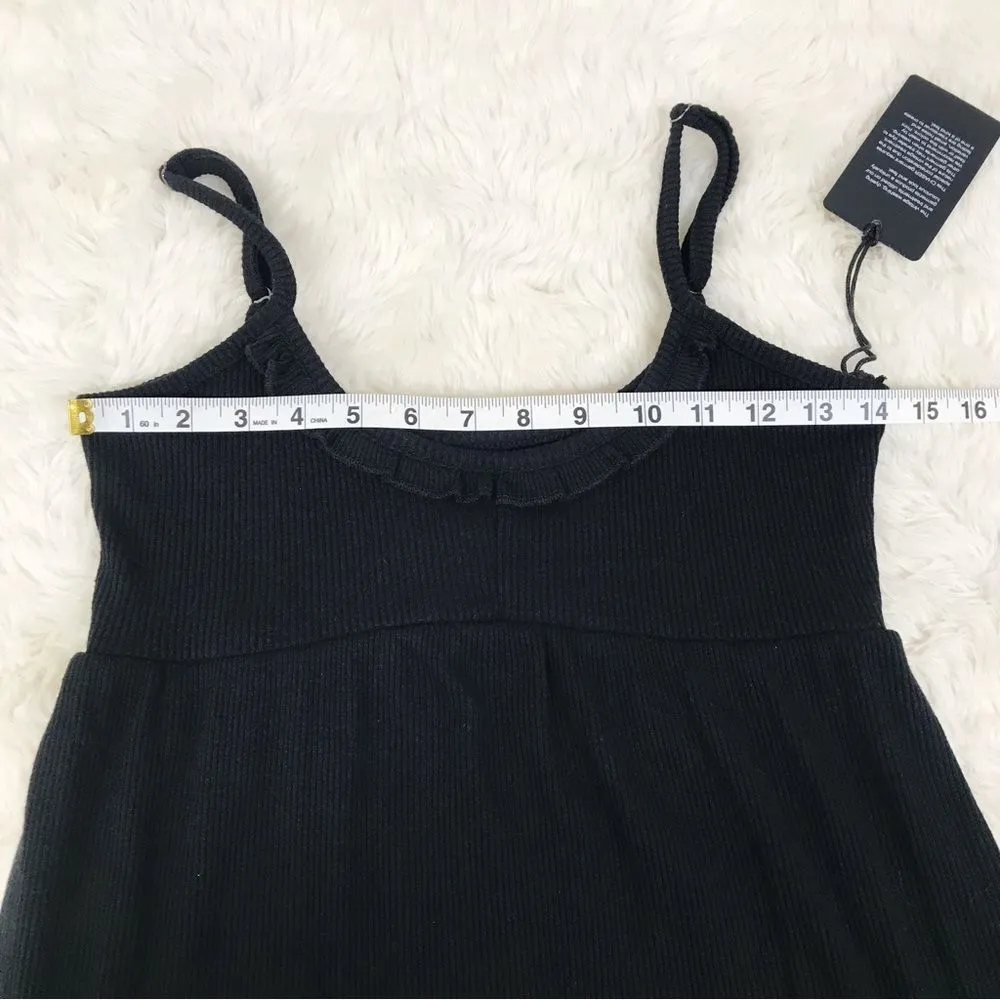CHASER Black Ribbed‎ Babydoll Maxi Dress Sleeveless Empire Waist Size Small New - Image 8