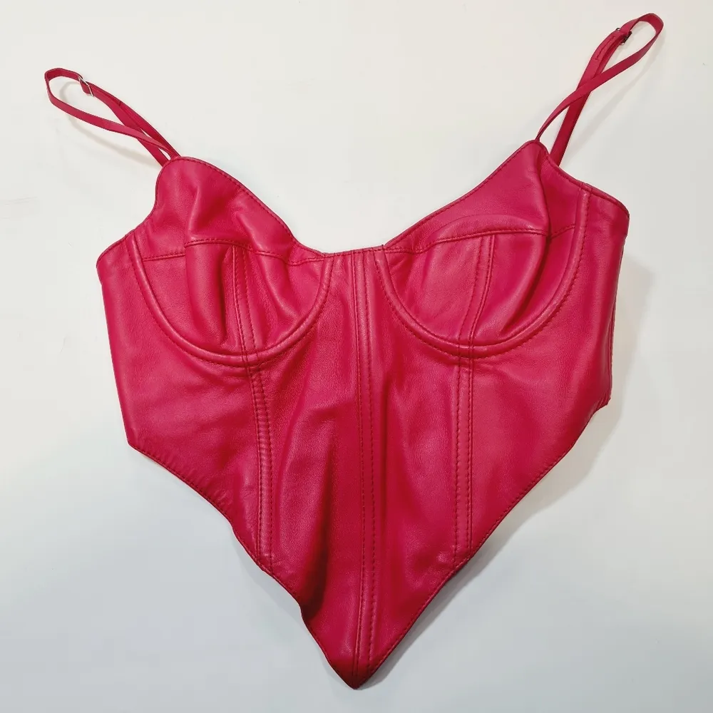 NBD Margarita Leather Top in Candy Pink - Image 3