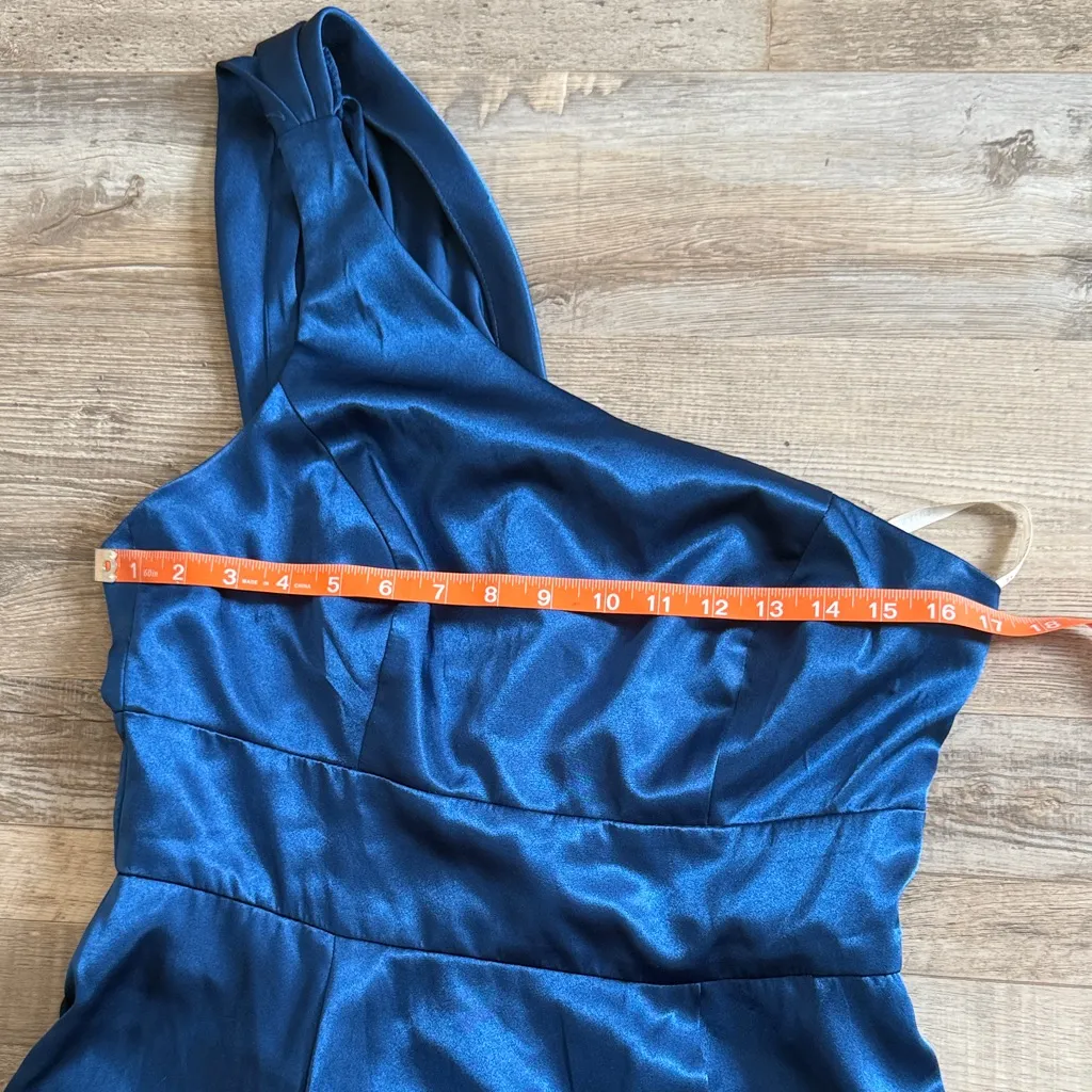 Galina Signature by David’s Bridal Elegant Blue One-Shoulder Dress size 10 - Image 14