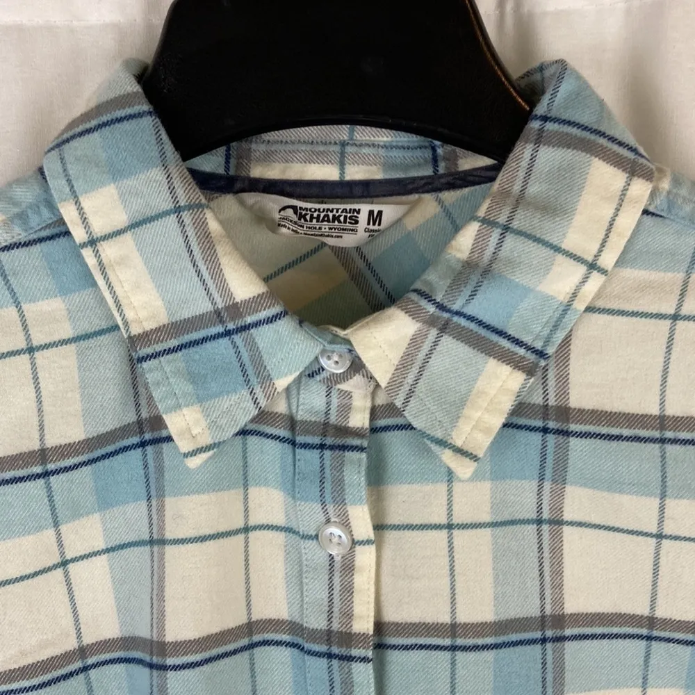 NEW Mountain Khakis Penny Flannel Tunic Cream Blue and Gray Women’s Size XL - Image 4