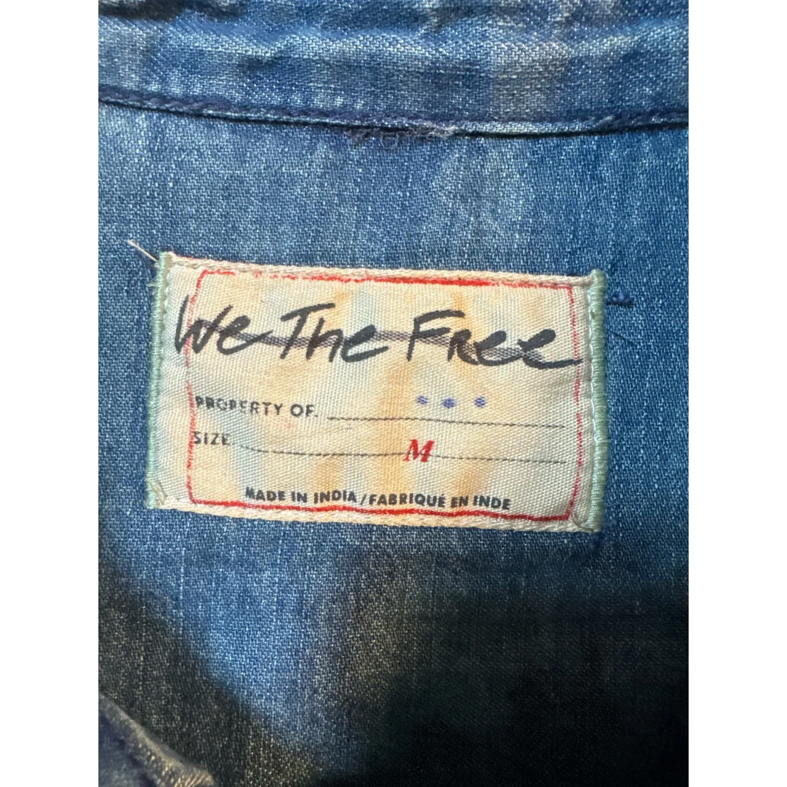 We The Free (Free People) Patchwork Denim Jacket / Shacket — Size M (NWOT) - Image 5