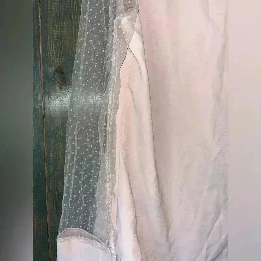 SHEIN Elegant Blush Pink Bow Blouse with Mesh Dot Sleeves‎ - Romantic Top A68 - Image 7