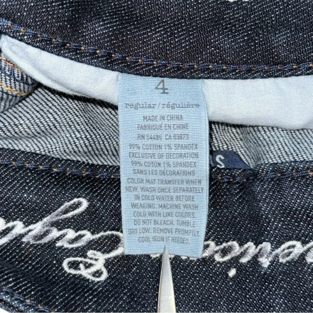 American Eagle Low Rise Micro Mini Dark Wash Denim Jean Shorts Sz 4 y2k vtg 2000 - Image 5