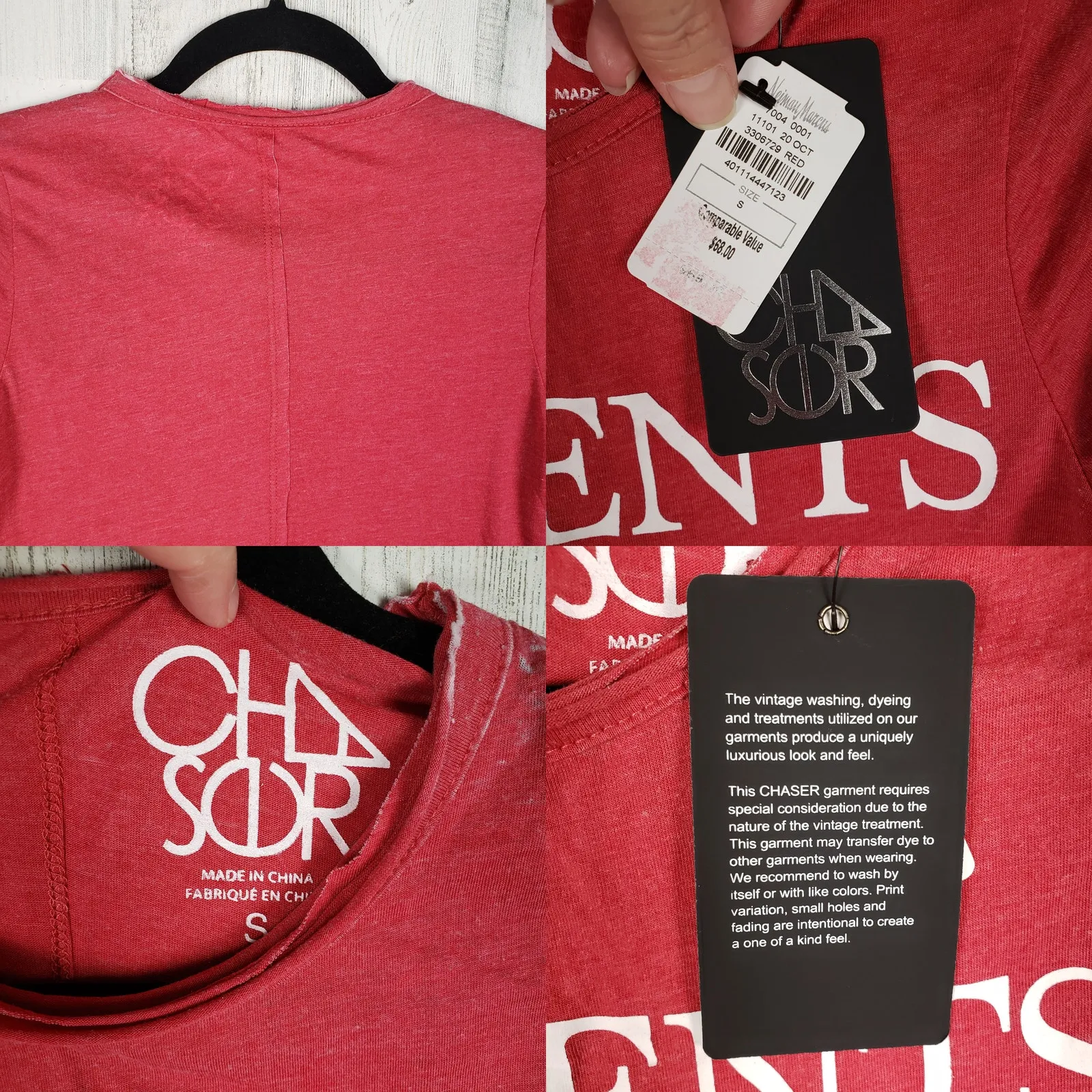 NWT Chaser Red "Presents" Long Sleeve Burnout Graphic Top Women's Size Small - Image 7