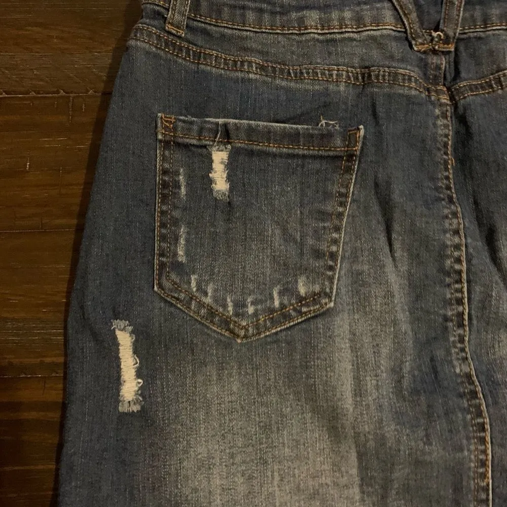 Wax Jean Denim Distressed skirt Size M - Image 8