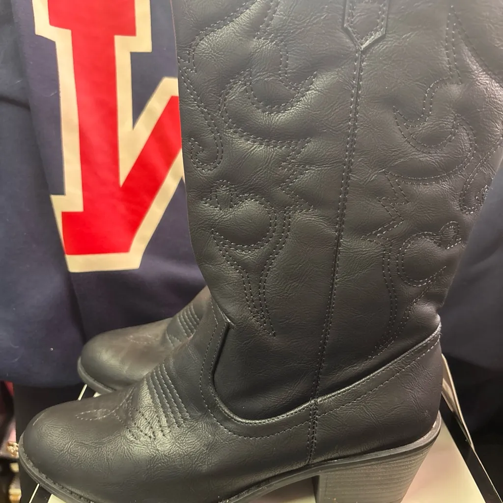 New Charles Albert Women’s 100% Vegan Leather Western Black Boots Yeehaw Size 9 - Image 7