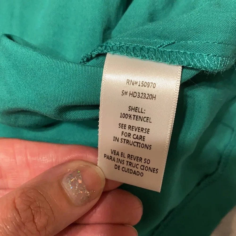 NWT Hummingbird short button front green tie dress, L - Image 10