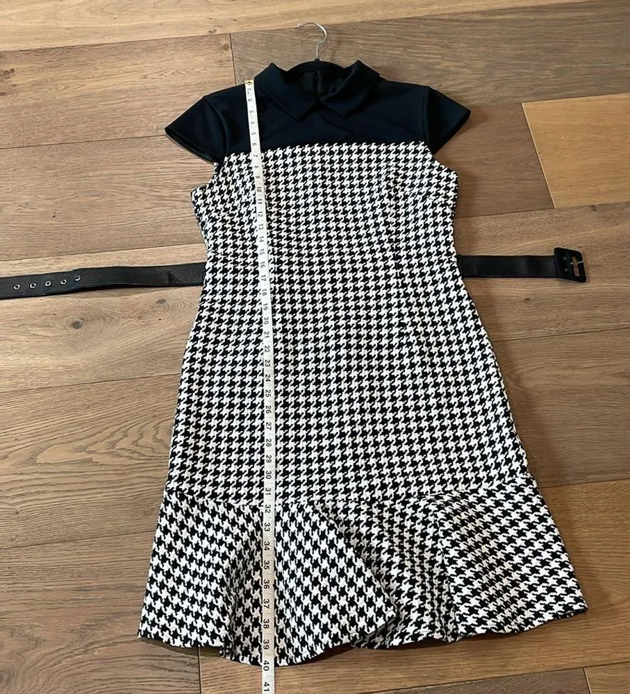 Maggy London Houndstooth Belted Flounced Sheath Dress Size 12P NWT - Image 11