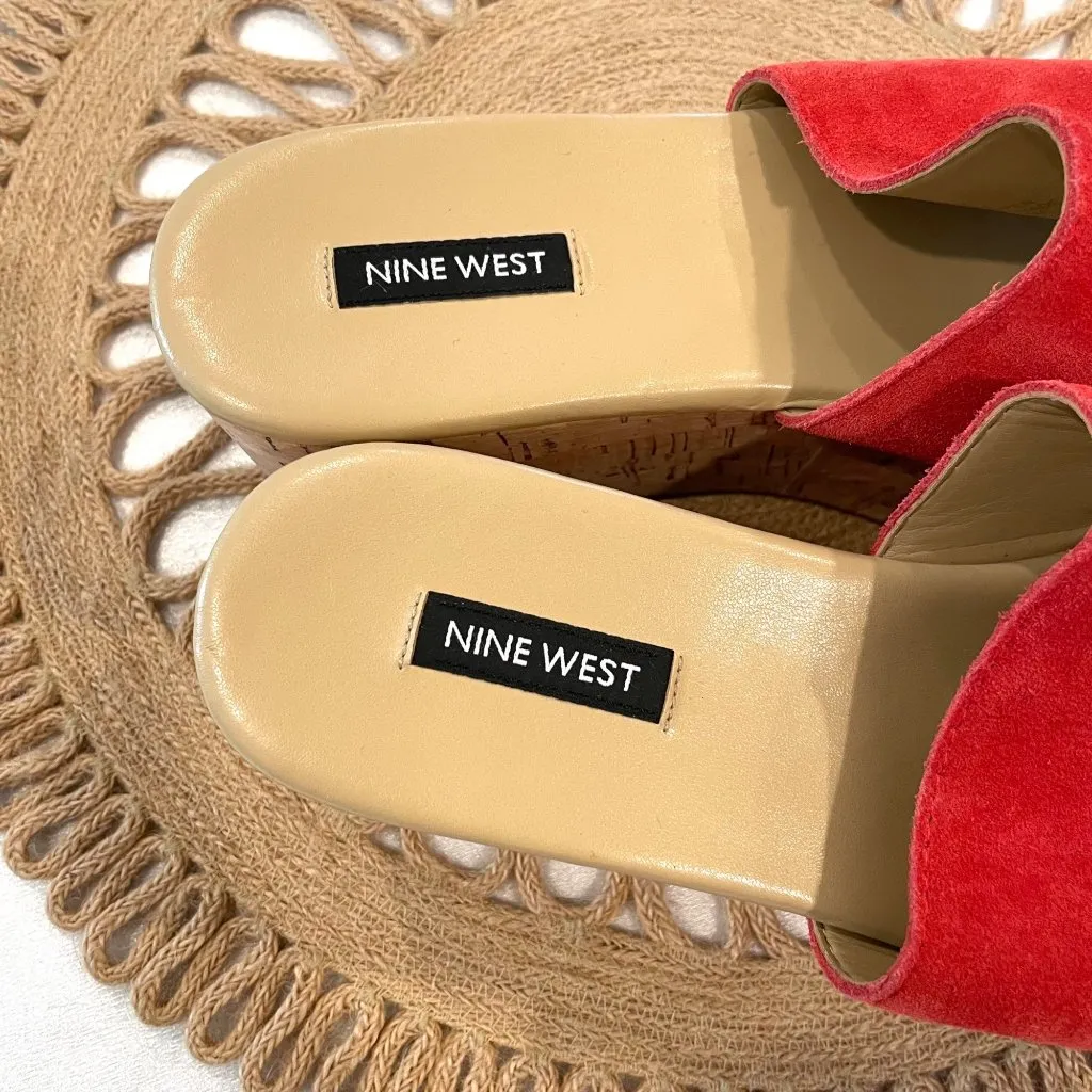Nine West Vale Orange/Red Suede Flatform Sandals Vale Size 8.5 - Image 7