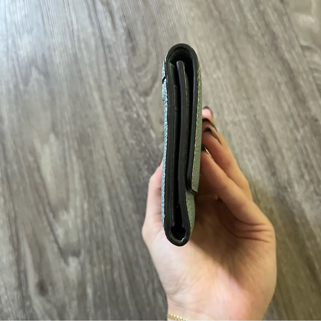 Coach Seafoam/Sage Pebble Soft Leather Trifold Wallet - Image 3