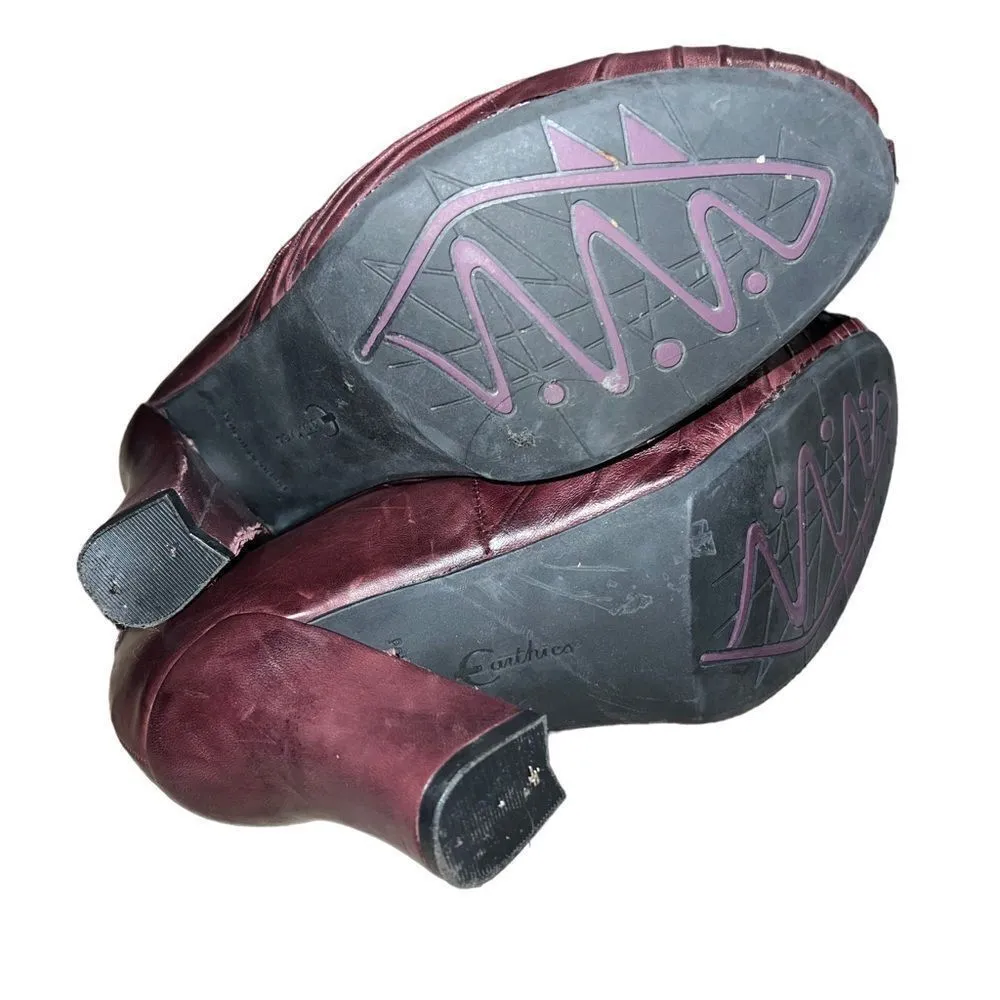 Earthies Raynia Bitter Wine leather peep toe pumps size 9.5 Red - Image 9