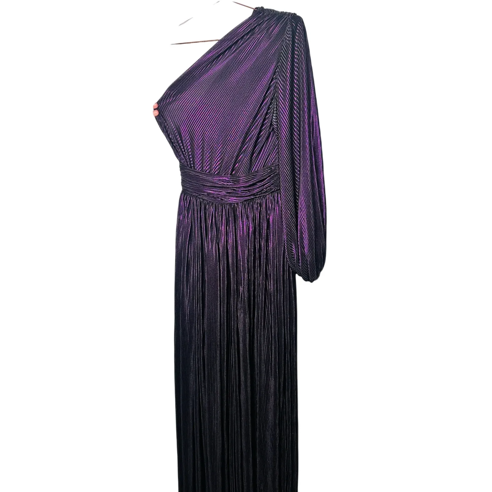 Bronx & Banco Women's Metallic Purple Florence One Shoulder Gown Dress Size XL - Image 4