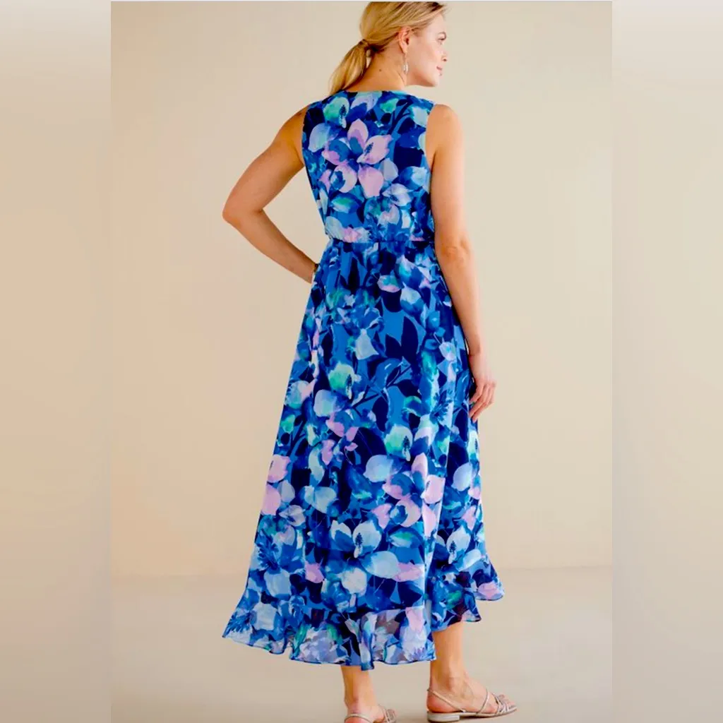 Soft Surroundings Ashlyn floral high/low ruffle maxi dress. Size Medium. NWT. - Image 3