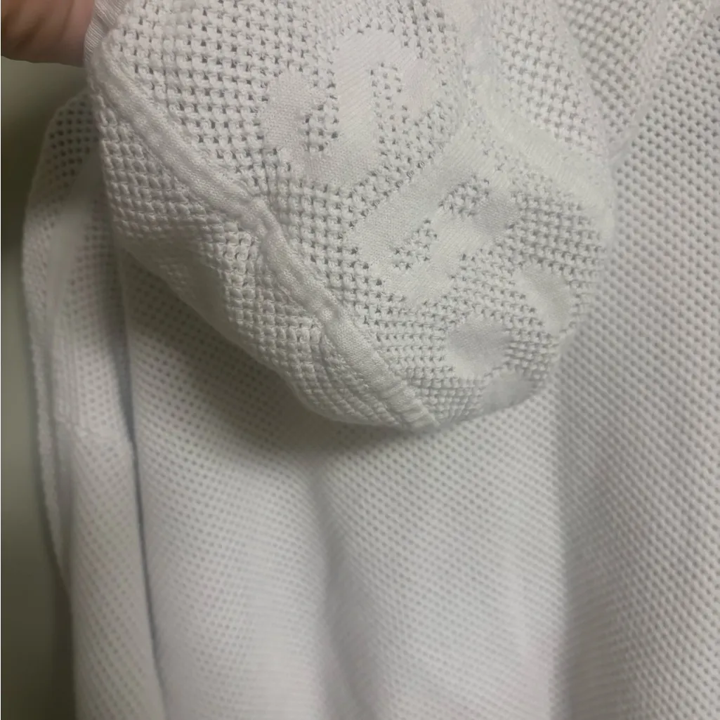 Sweaty Betty White Knitted Sheer Hoodie Mesh Sweater Size Small Cropped Athletic - Image 6