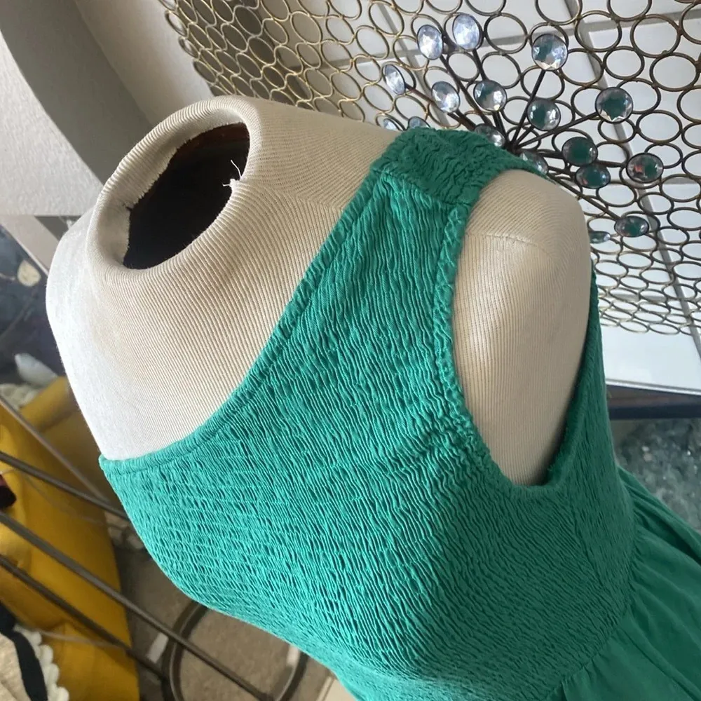 Anrabess one shoulder green midi dress size large ruffle pleated smocked dress - Image 8