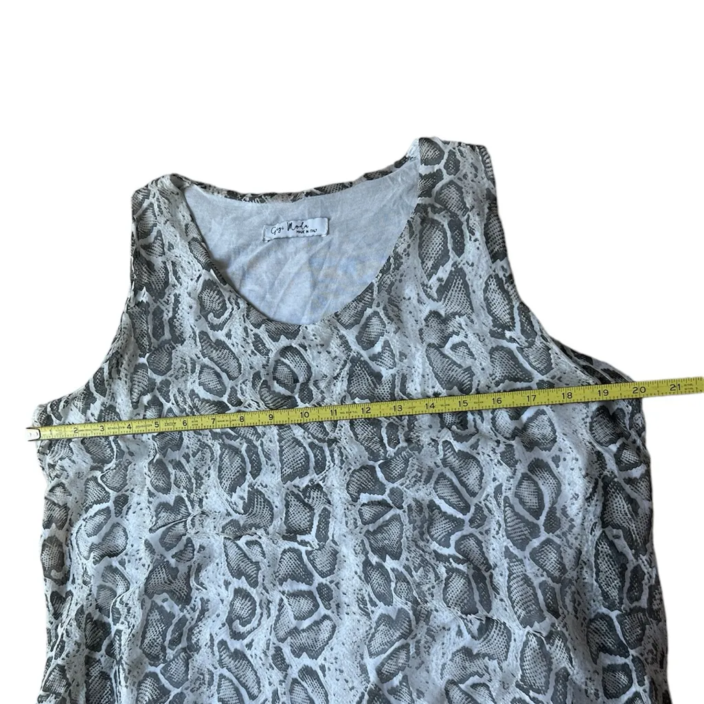 Gigi Moda Silk‎ Blend Sleeveless Snakeskin Print Dress Made in Italy One Size Gray Size M - Image 3