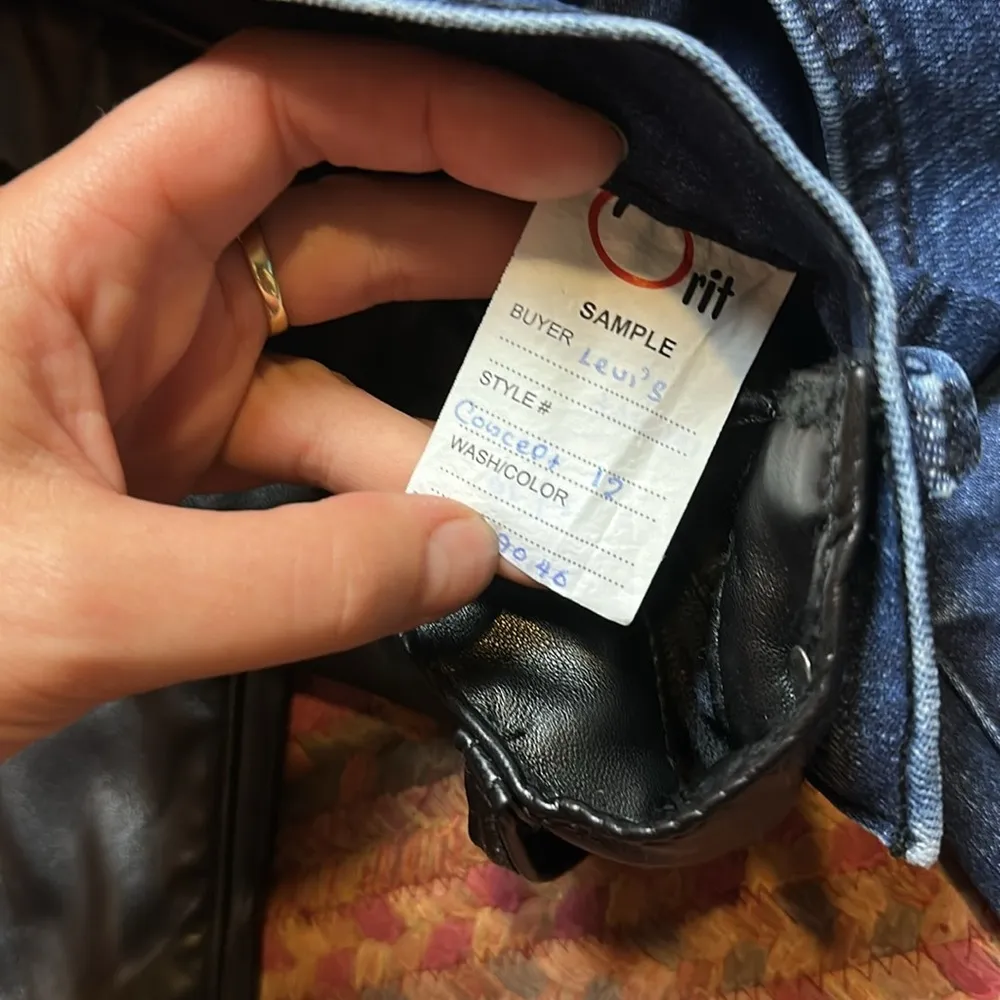 NEW LEVIS VEGAN LEATHER SPLIT DENIM JEANS TWO TONE ONE OF A KIND - Image 3