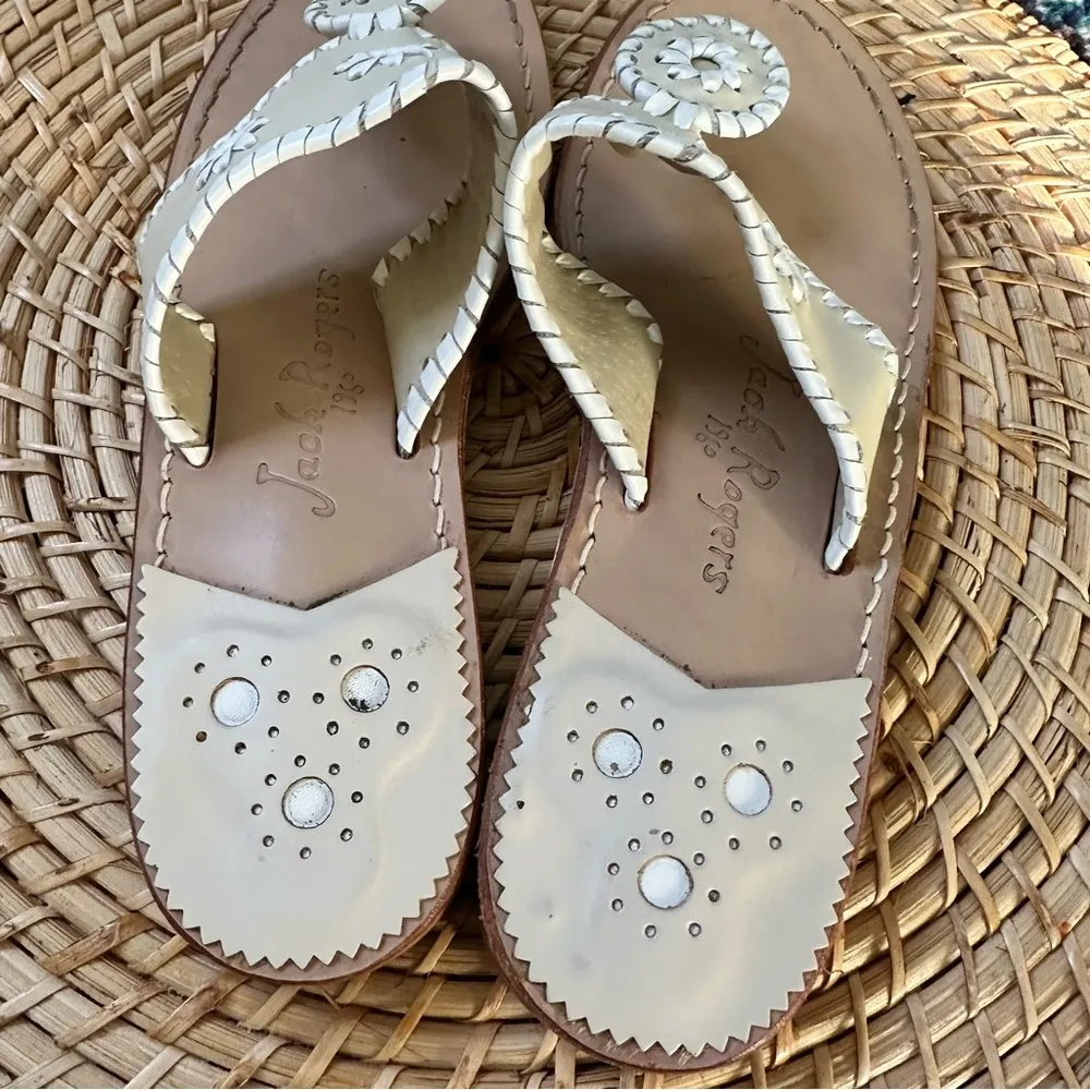 Jack Rogers Leather Whipstitch Sandals Womens 7 - Image 4