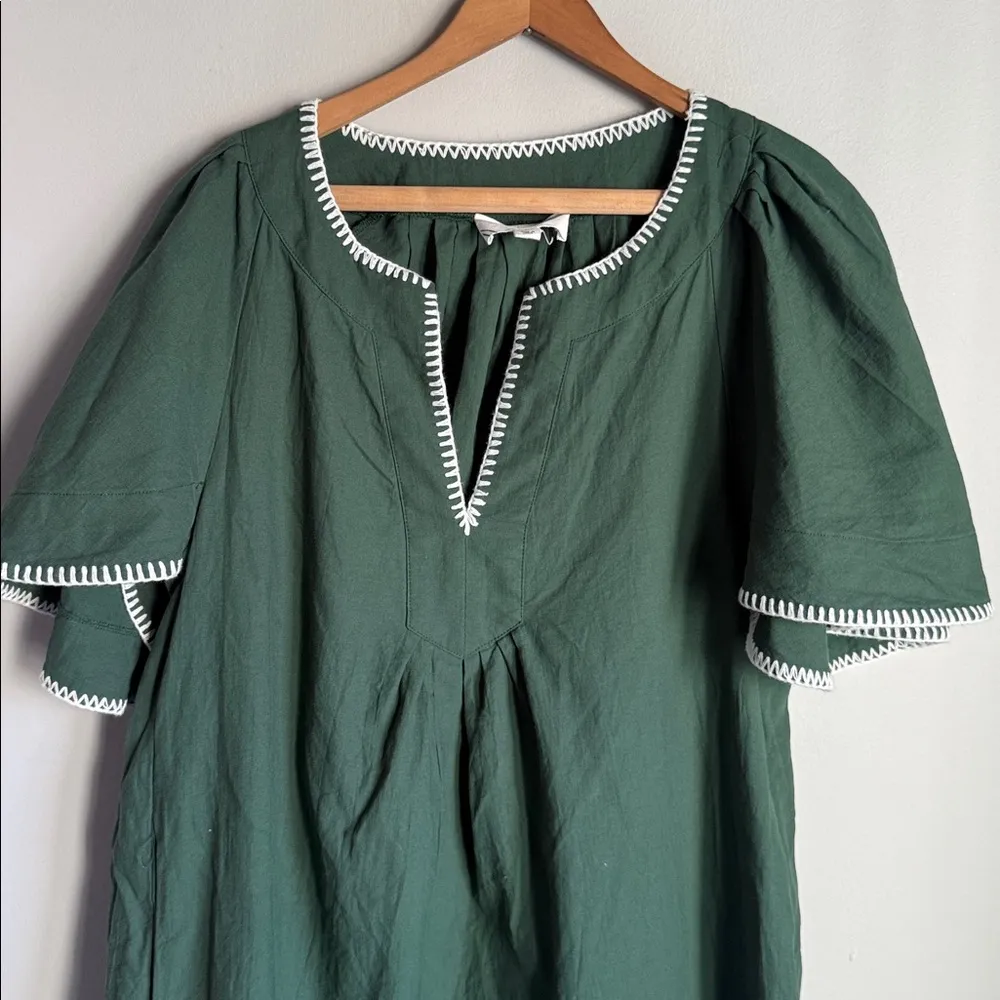 Tuckernuck Pomander Place Green Stitch Finley Flutter Sleeve Dress Large - Image 3
