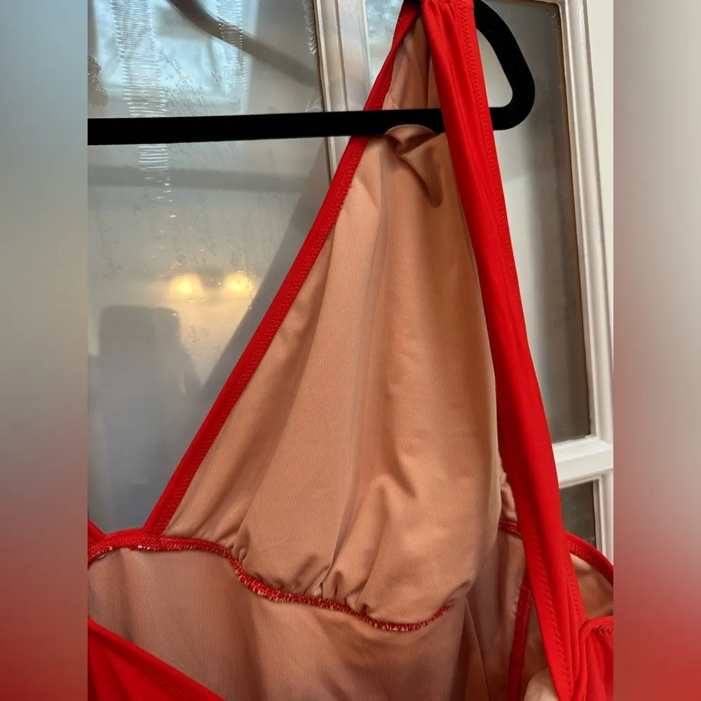 J. Crew Ruched V-neck One Pice Vibrant Bright Cerise Swimsuit Plus Size 24 - Image 7