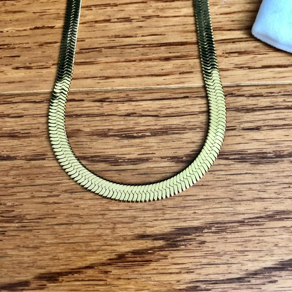 Jennifer Zeuner Gold Herringbone 18" with Pouch Elegant Flat Chain Necklace NWT - Image 5