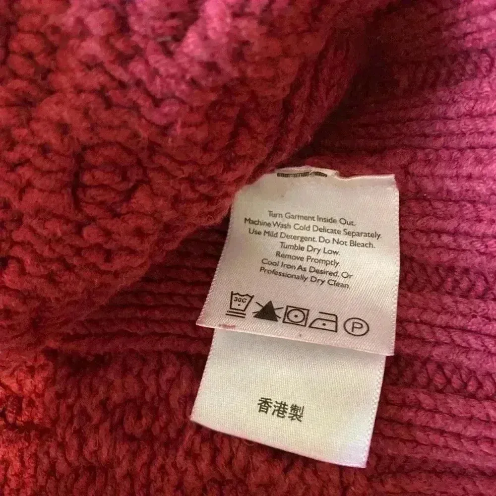 Vintage Eddie Bauer Womens Sweater Cable Knit Red Fisherman‎ Cowl V Neck Sz PS - Image 7