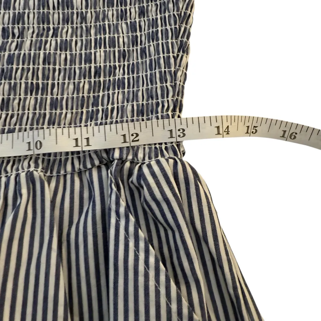 Beau & Ro The Margot Dress Navy White Stripe Small Smocked Nautical Beach Flowy Blue - Image 15