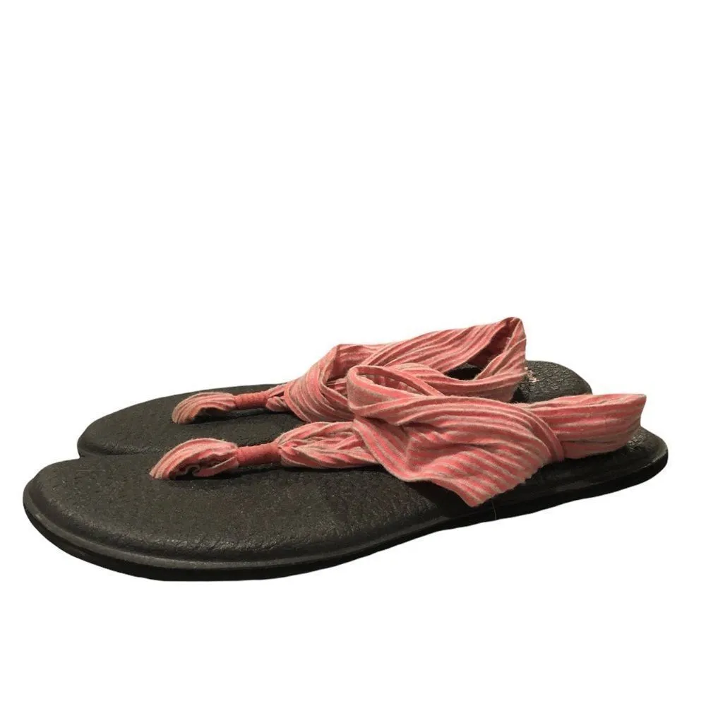 Sanuk Women's Yoga Sling 2 Pink Fabric Sandals Yoga Mat Sole size 9 - Image 2