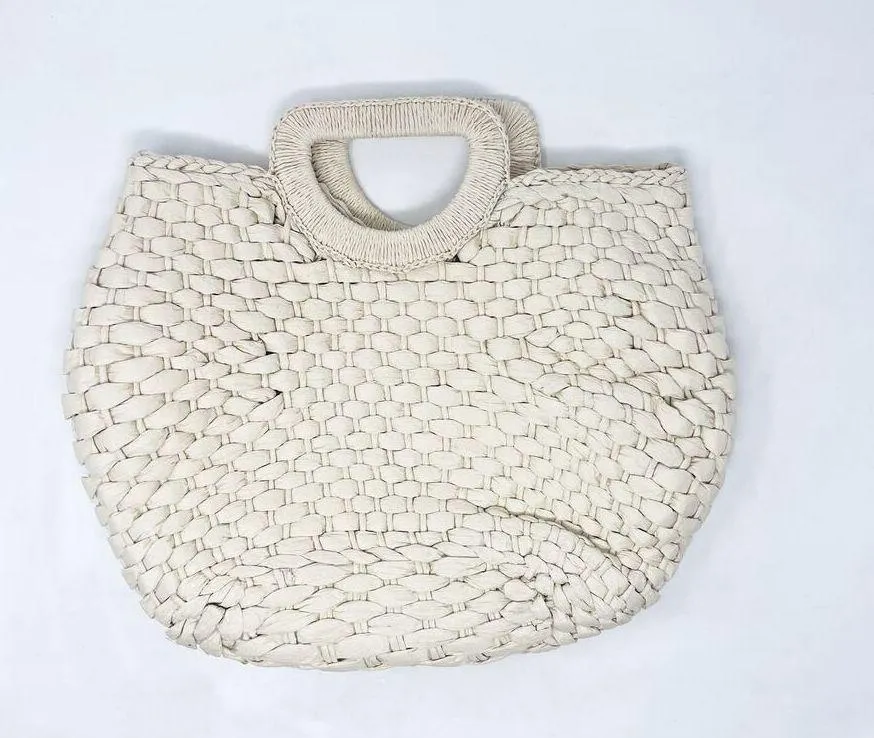 [Billabong] Natural Tan Straw Seaside Woven Top Handle Bag Beach Vacation Summer - Image 7
