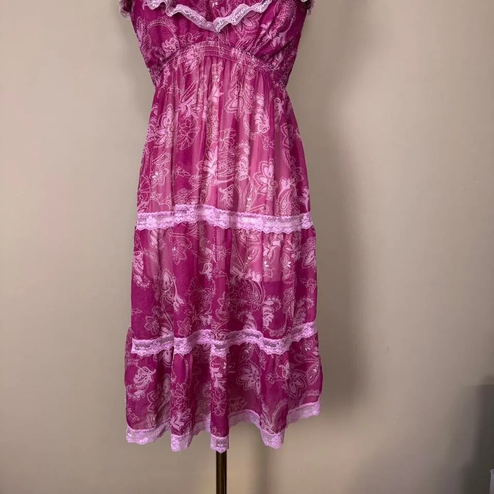 Y2K Vintage Pink Victoria's Secret Sheer Baby Doll Slip Dress Size Medium - Image 3